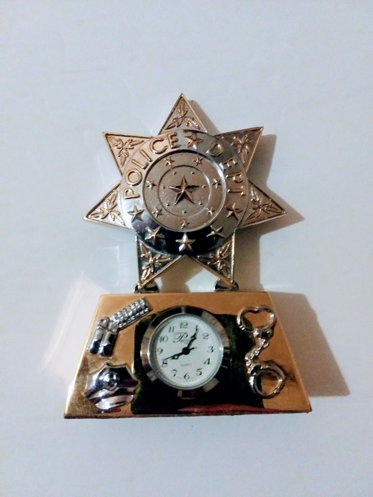 Platinum Brand Police Badge Mantel Clock - Battery Not Included