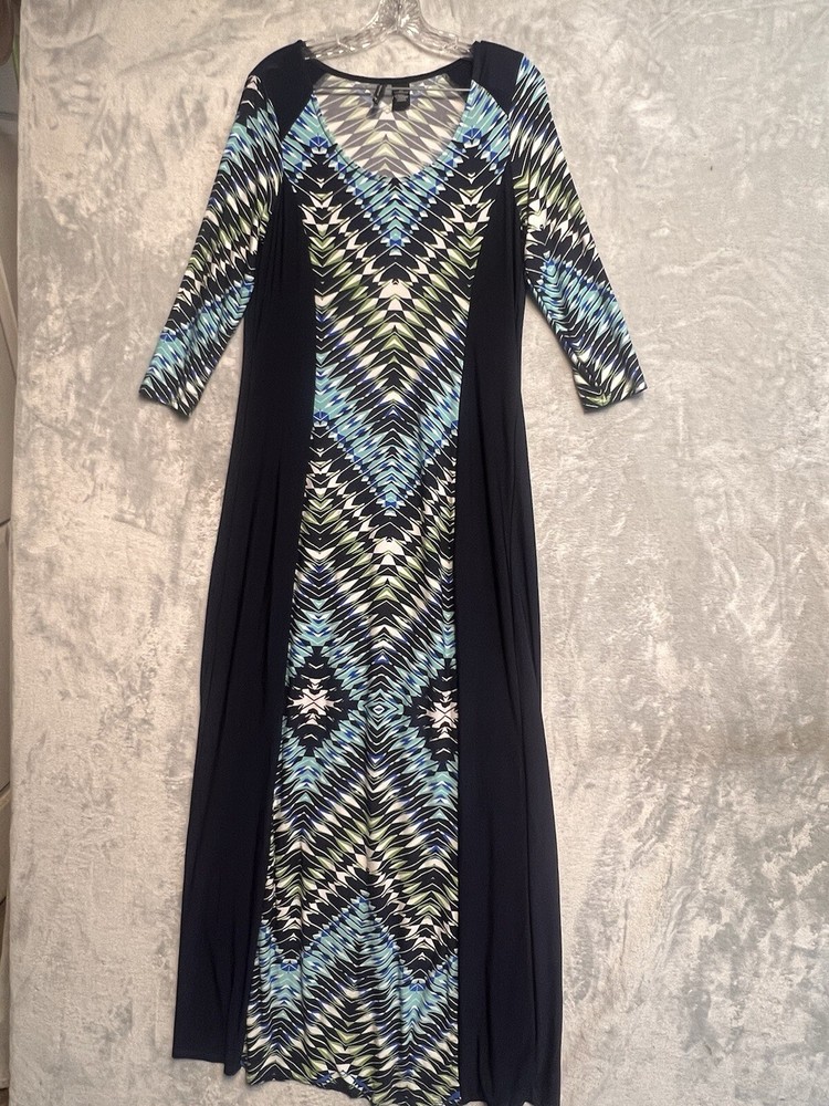 New Directions Women  Sz. Large Maxi Dress  Floral Hankie Hem, Artsy, Boho