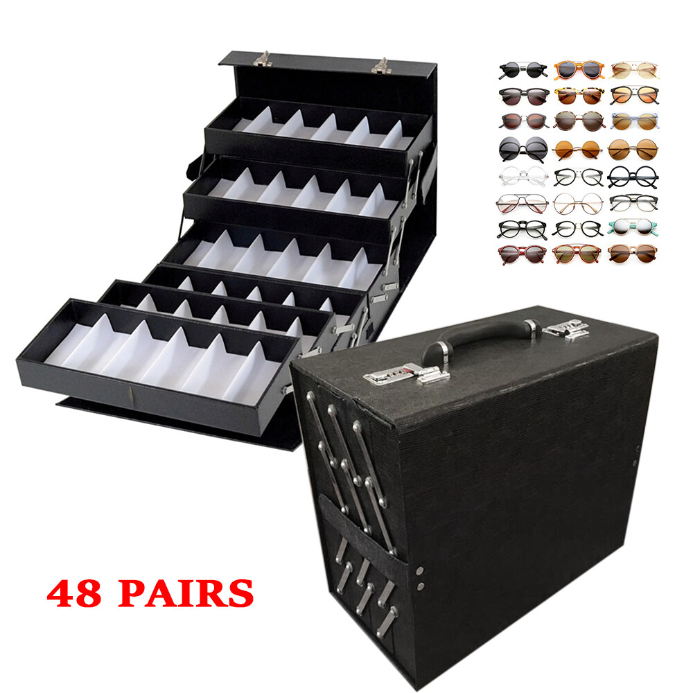 48 Pair Eyeglass Sunglasses Display Stand Storage Tray Organizer Box