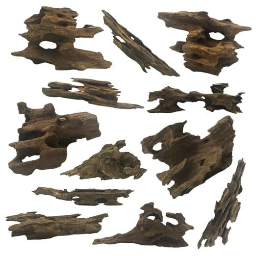 Natural Driftwood for Aquarium Decor 12 PCS Fish Tank Wood with Small Holey