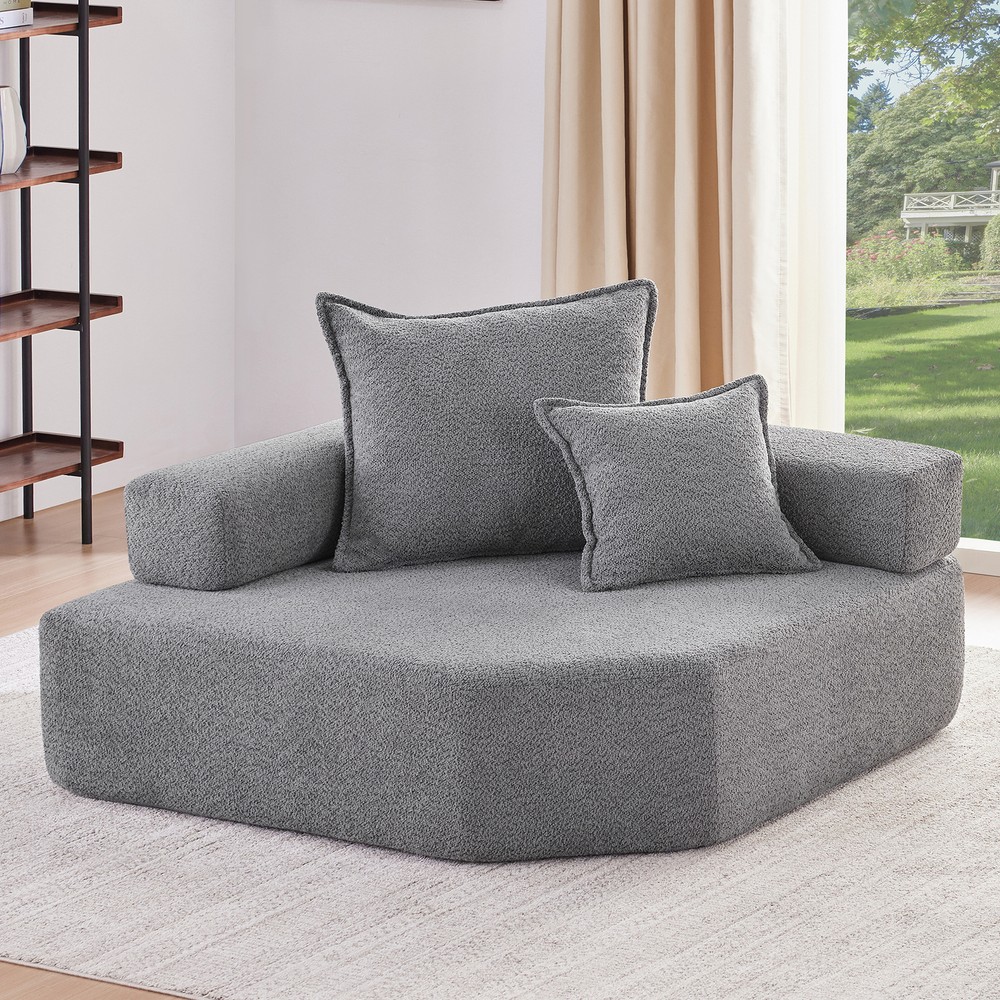 Luxury Boucle Floor Corner Frame for Oversized U-Shaped Sectional Sofa