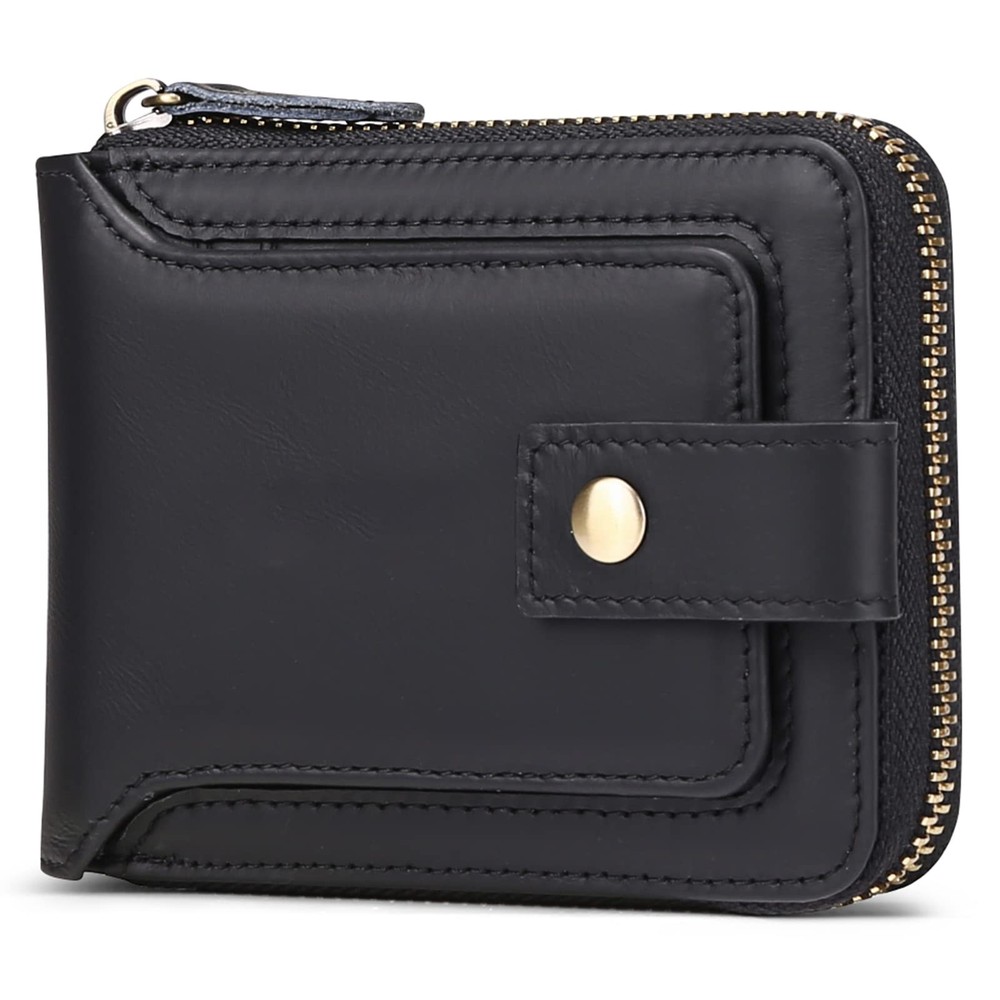 Men's Genuine Leather RFID Blocking Zipper Wallet  