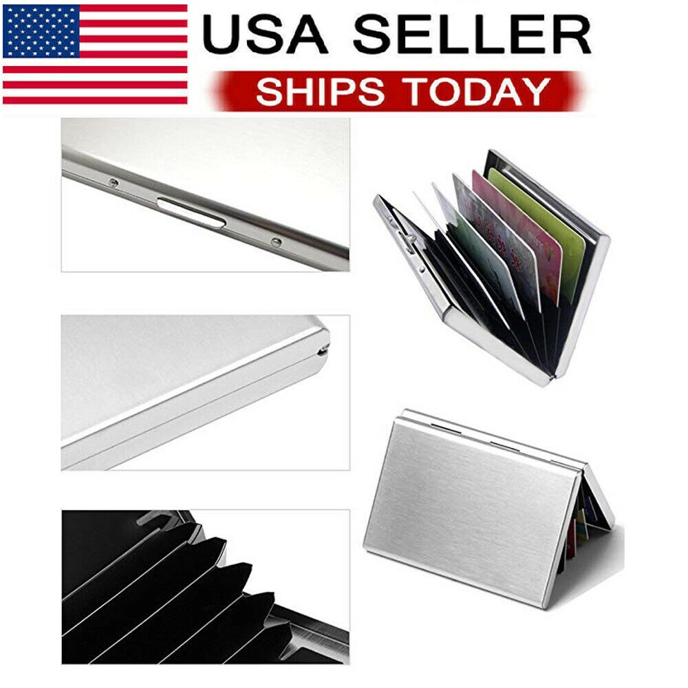 Slim RFID Blocking Credit Card ID Holder for Men - Stainless Steel Travel Wallet-image