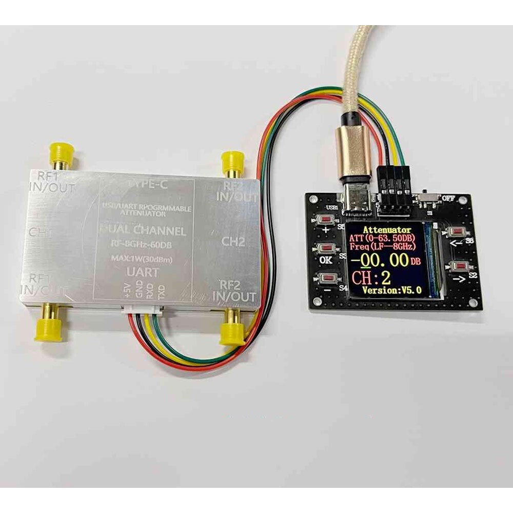 RF-8GHz-60DB Programmable Attenuator + Type-C Cable + Offline Main Control Board