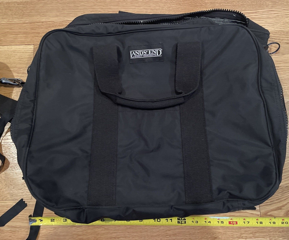 LANDS END Black Duffel Carry-On Travel Bag 20x18 Suitcase