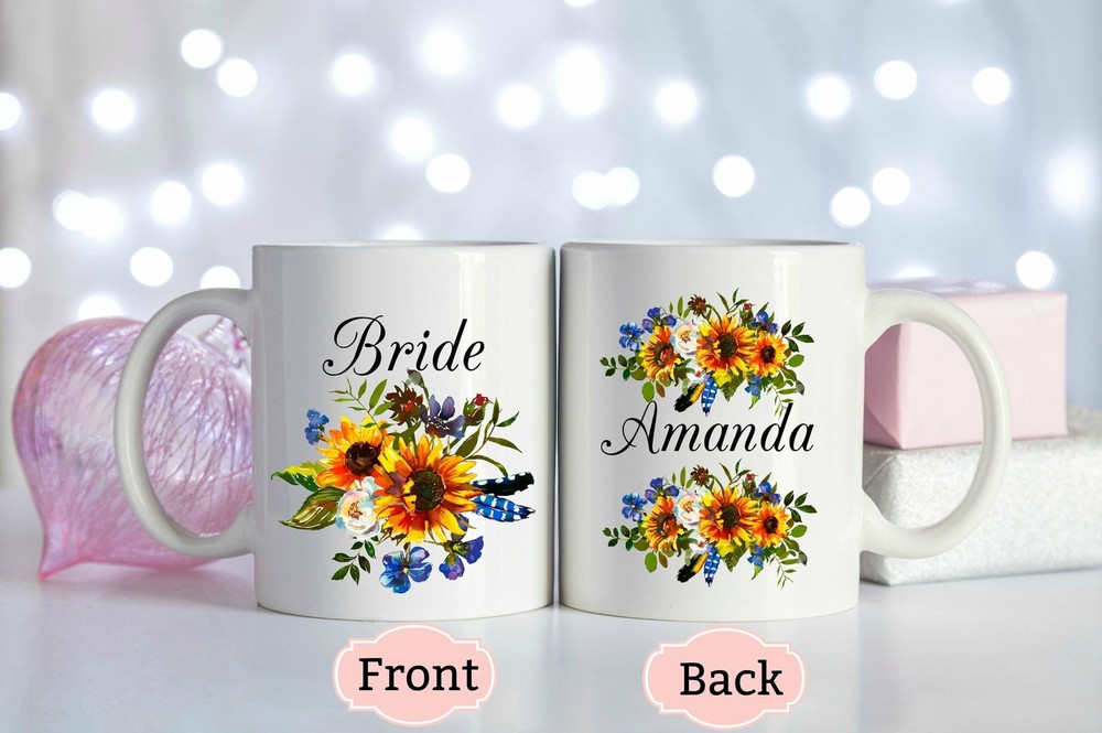 Custom Engagement Mug Sunflower Bride Mug Future Mrs Mug Gift For Bride