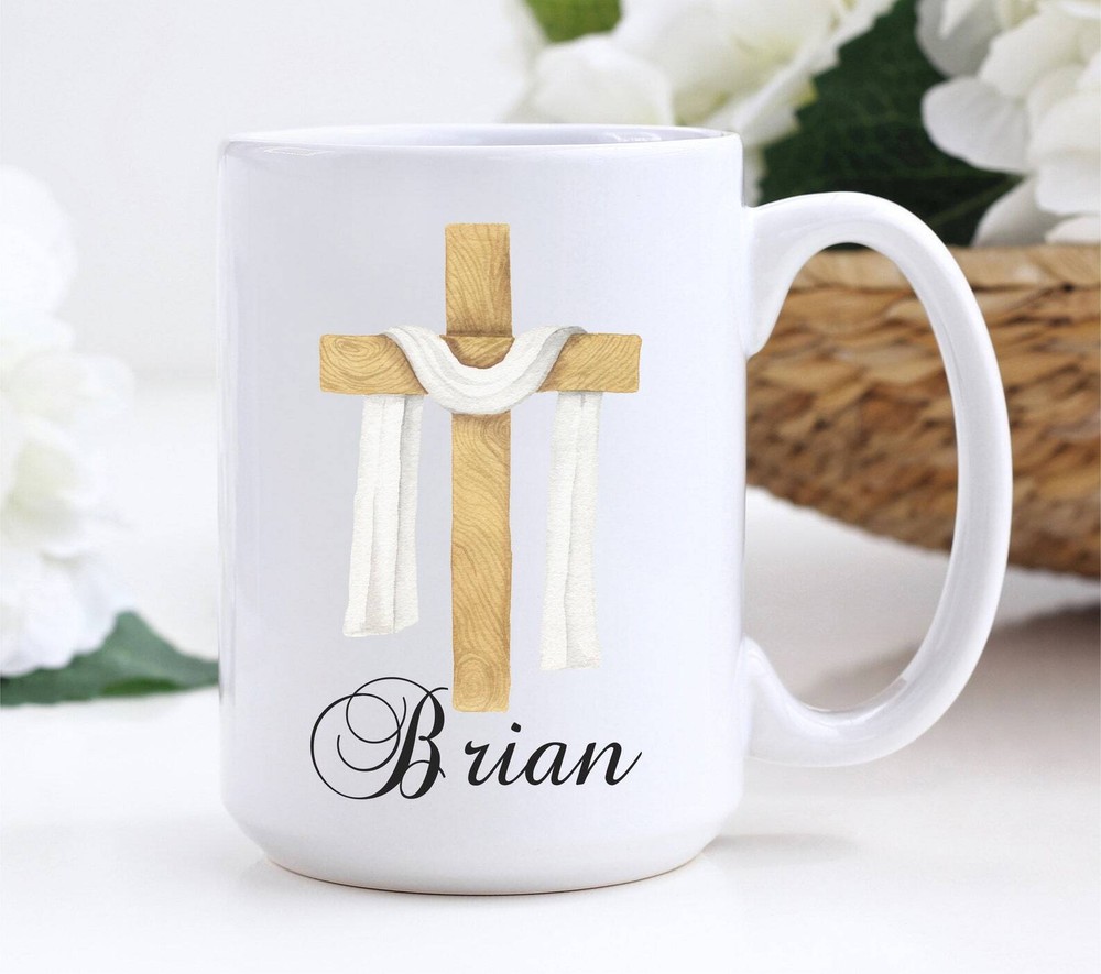 Personalized Cross Mug Custom Name Mug For Priest Personalized Priest Mug Priest