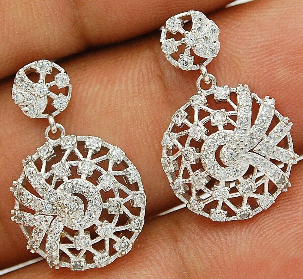 2CT African White Sapphire 925 Sterling Silver Earrings Jewelry YB3-2