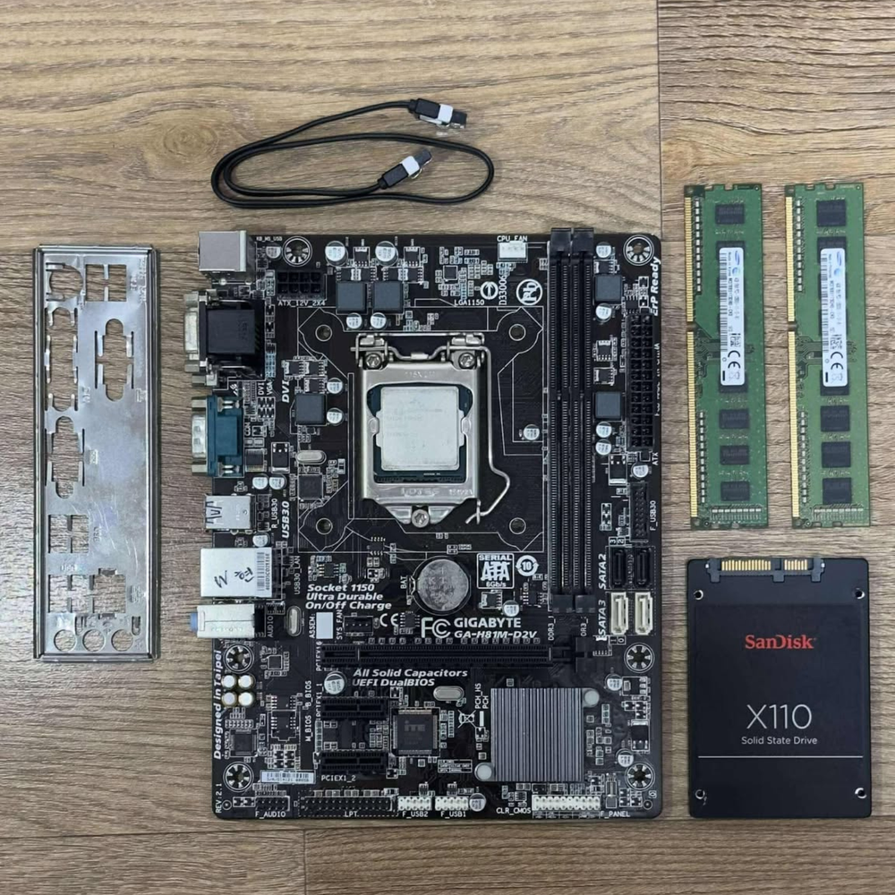 Gigabyte GA-H81M-D2V Motherboard Combo with Intel i5-4690 8GB RAM 128GB SSD DDR3