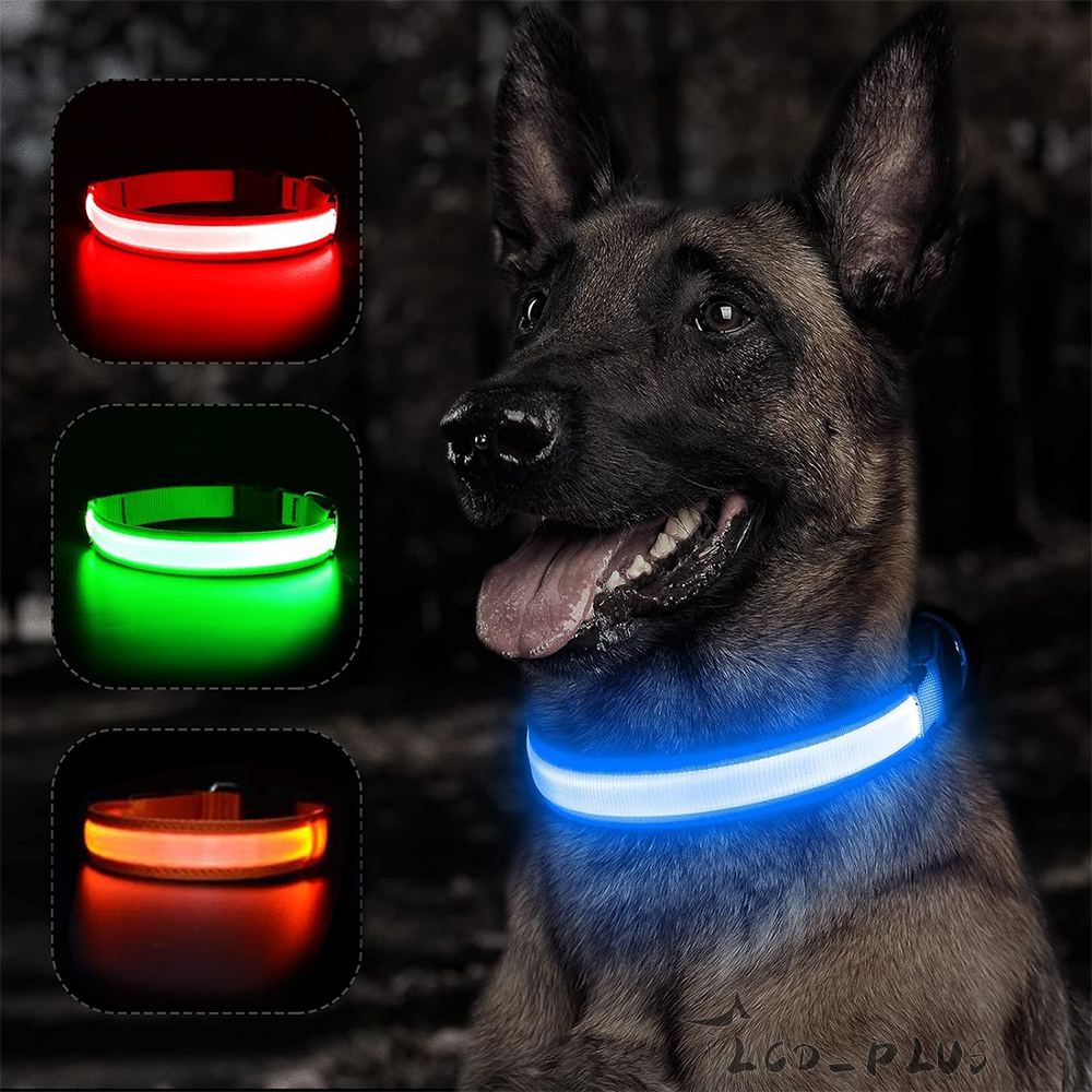 LED Dog Collar Blinking Night Flashing Light Up Glow Adjustable Pets Safety USA