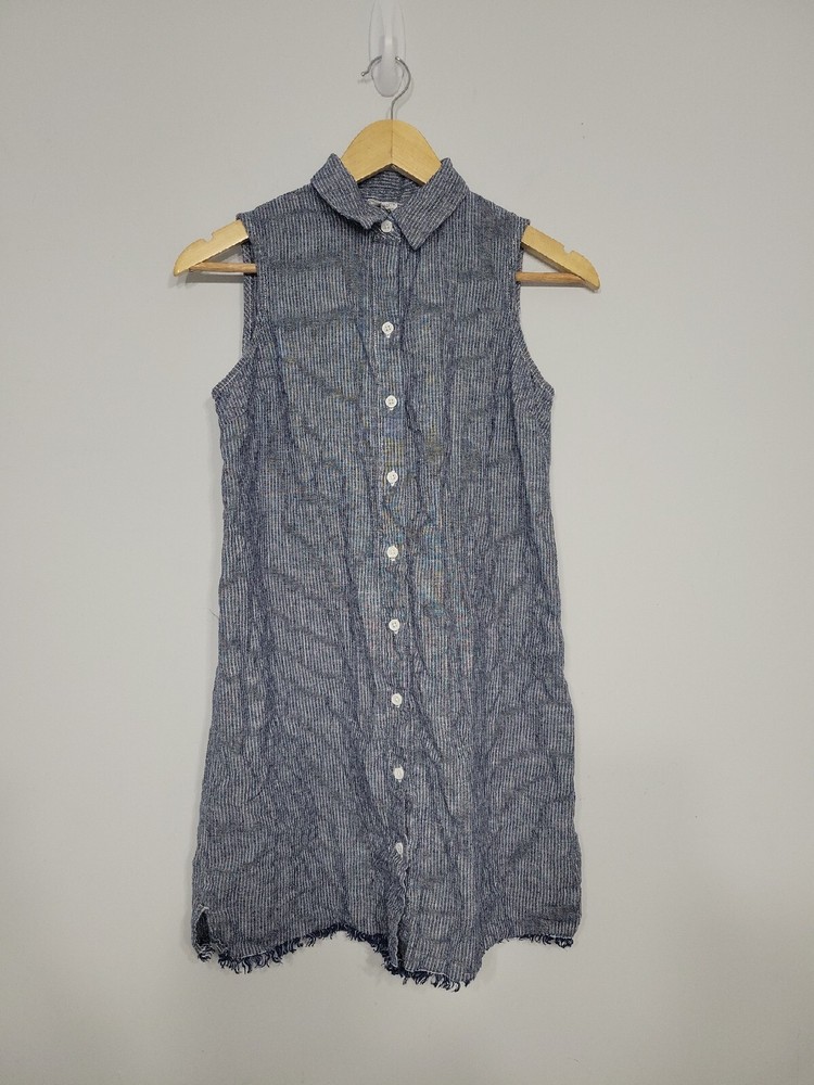 Beach Lunch Lounge Women's Dress Size XS Button-up Frayed Linen Blend