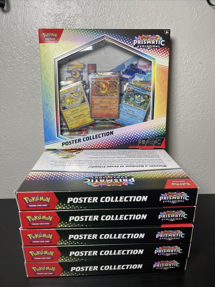 Pokemon Prismatic Evolutions Poster Collection Factory Sealed Lot of 5 ✅🆕