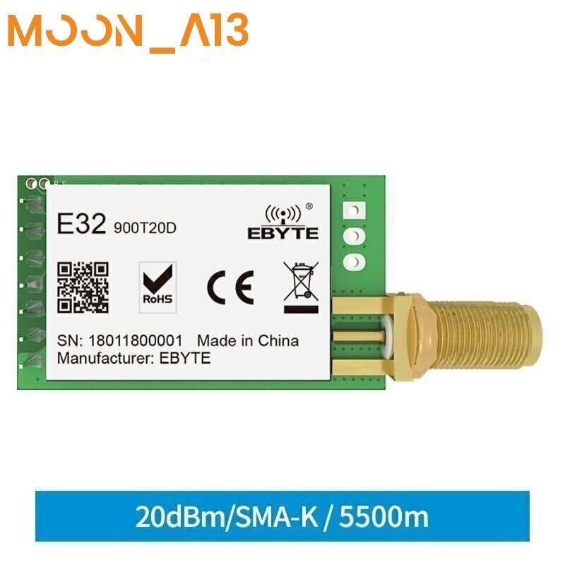 20dBm 3km SX1276 868/915MHz LoRa RF UART IoT uhf Wireless Module SMA