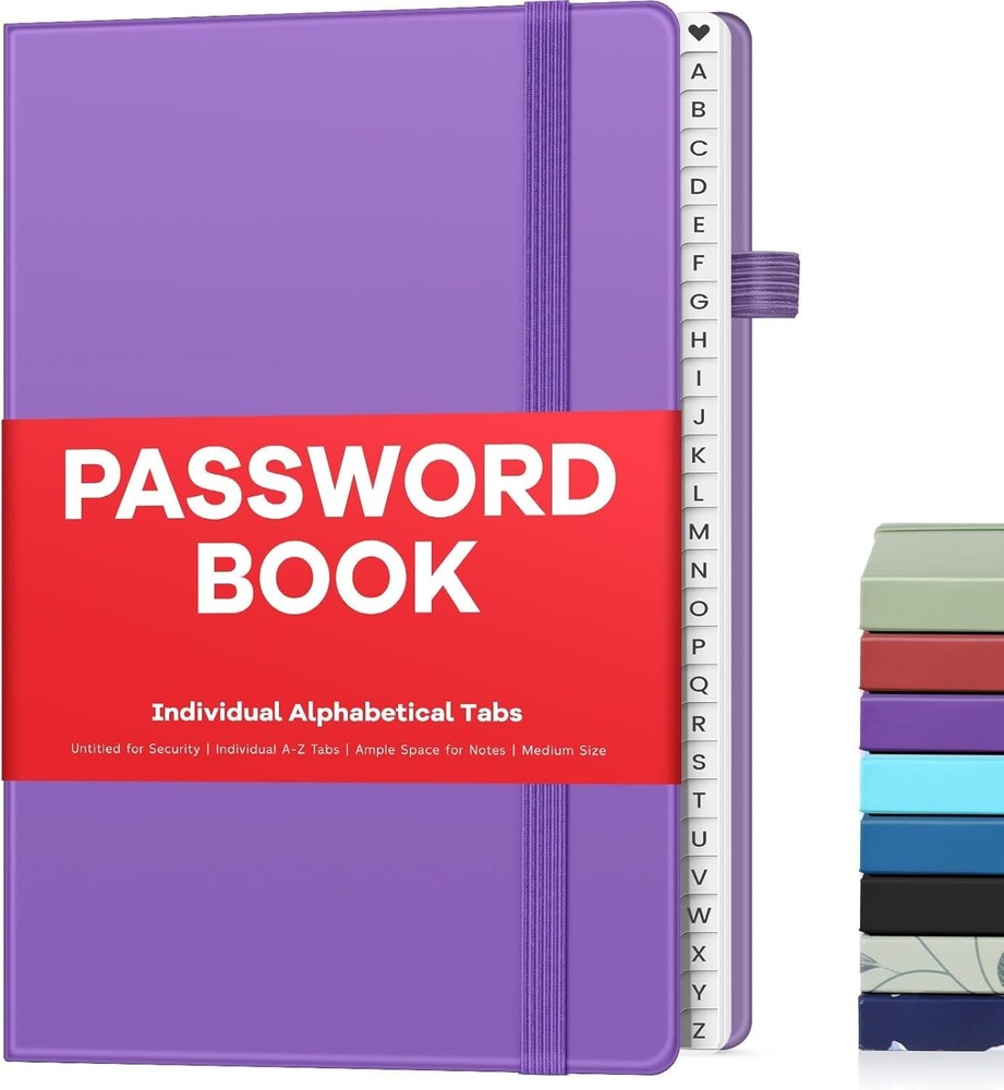 Password Book with Alphabetical Tabs - Hardcover Internet & Login Organizer  -image