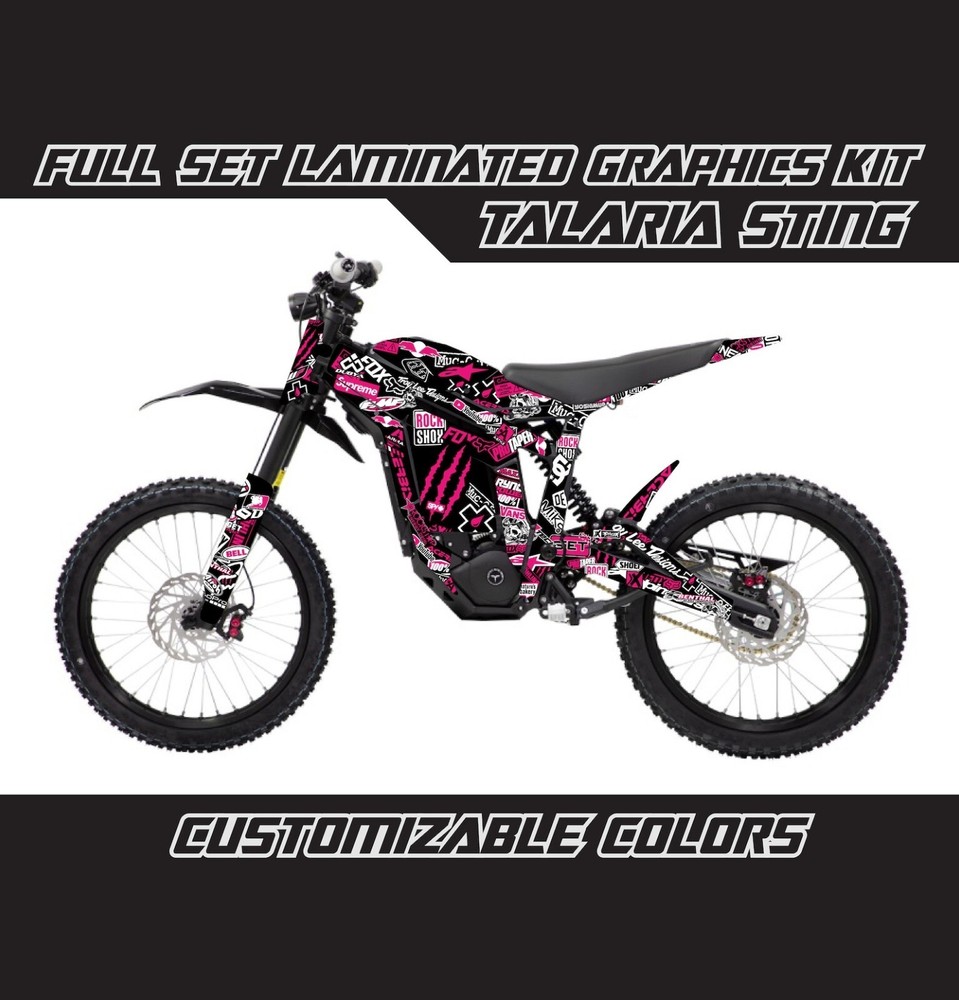 TALARIA STING Pink Black Stickerbomb Decals Stickers Skin Wrap Graphics Kit