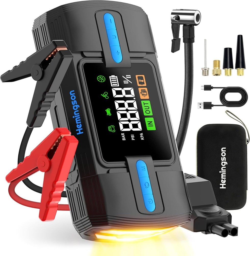 Jump Starter with Air Compressor, 3000A 160PSI Car Battery for...