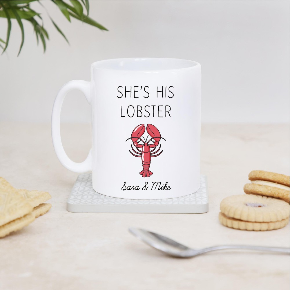 Personalised Keepsake Pair Of Couples Lobster Ceramic Mugs Cups Wedding Gift