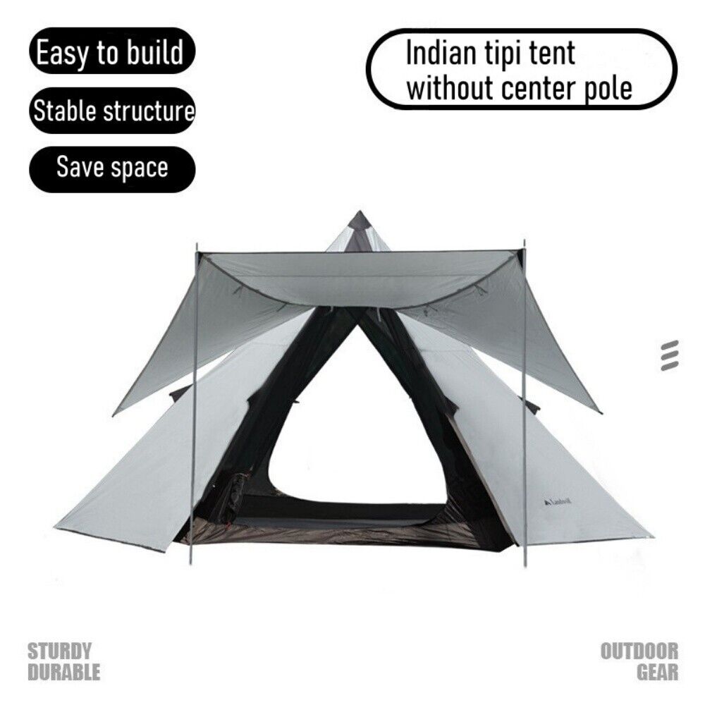 Portable Double Layers Indian Teepee Tent Camping Tipi Tent without Center Pole
