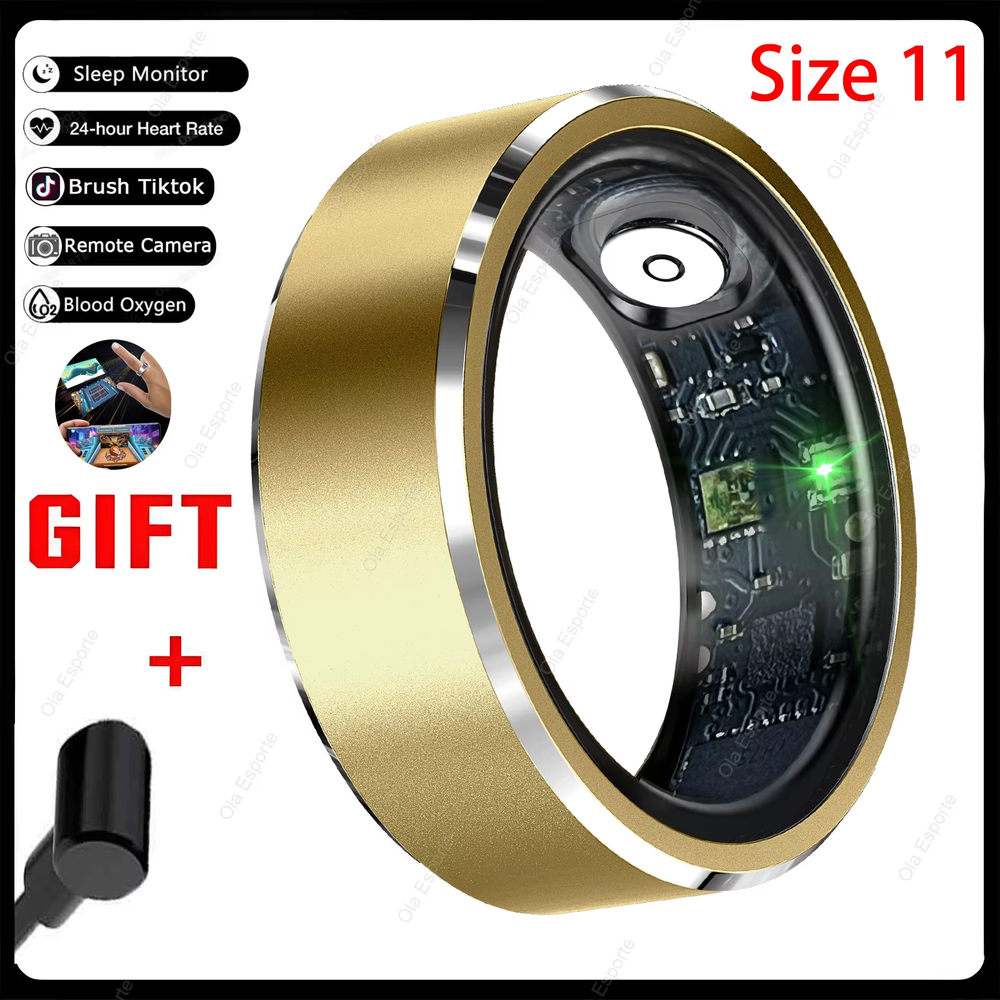 Smart Ring with Gesture Control 5ATM Waterproof Heart Rate Blood Oxygen Monitor