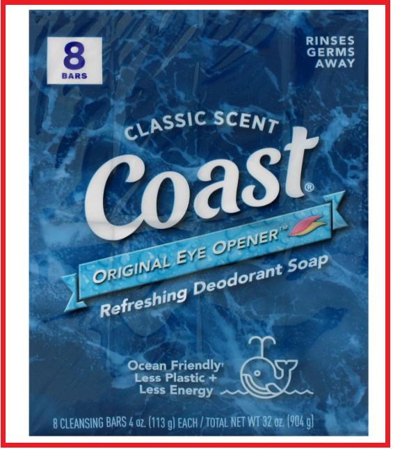 Coast Refreshing Deodorant Bar Soap for All Skin Types Classic Scent 3.2 oz