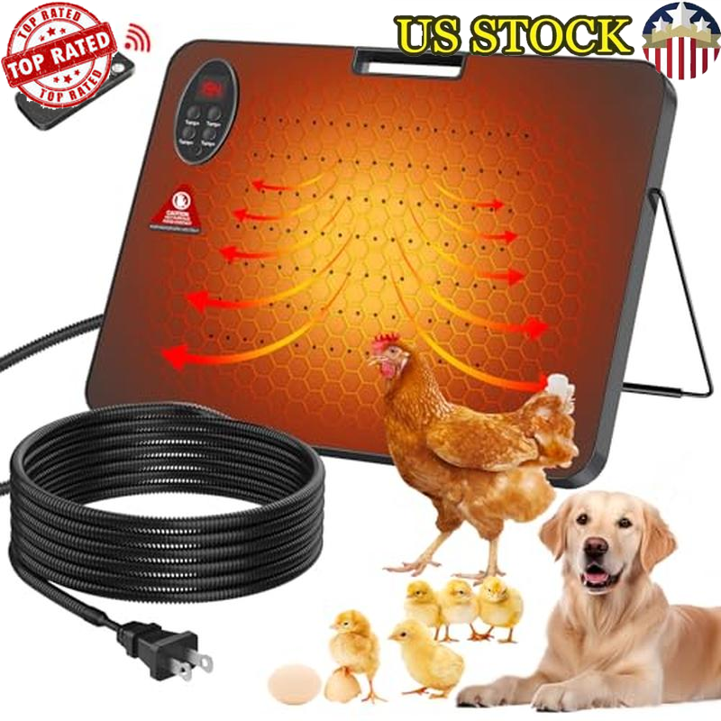 200W Radiant Chicken Coop Heater W/ Remote Control Safety Temperature Adjustment