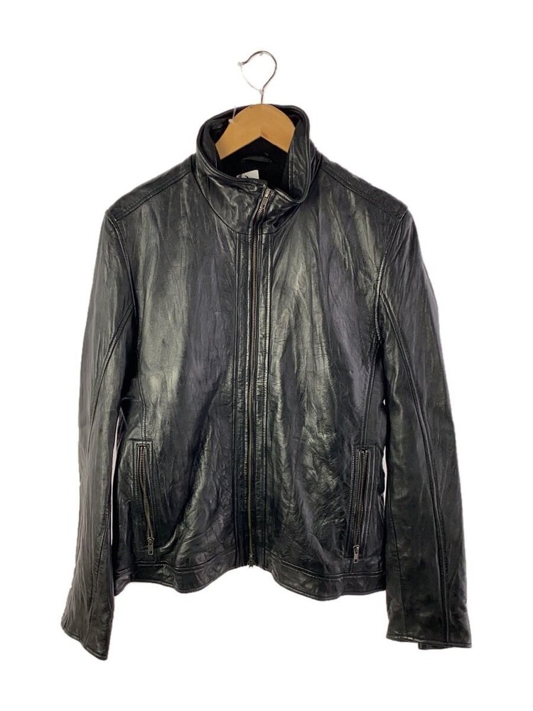 Liugoo Genuine Leather Blouson Jacket Black Plain Style SCP-01 2276