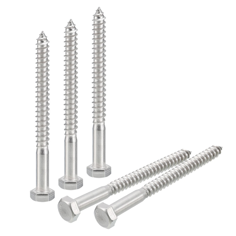 5/16 x 3.5 Inch Hex Head Lag Screws - 304 Stainless Steel Wood Bolts - 5 Pack