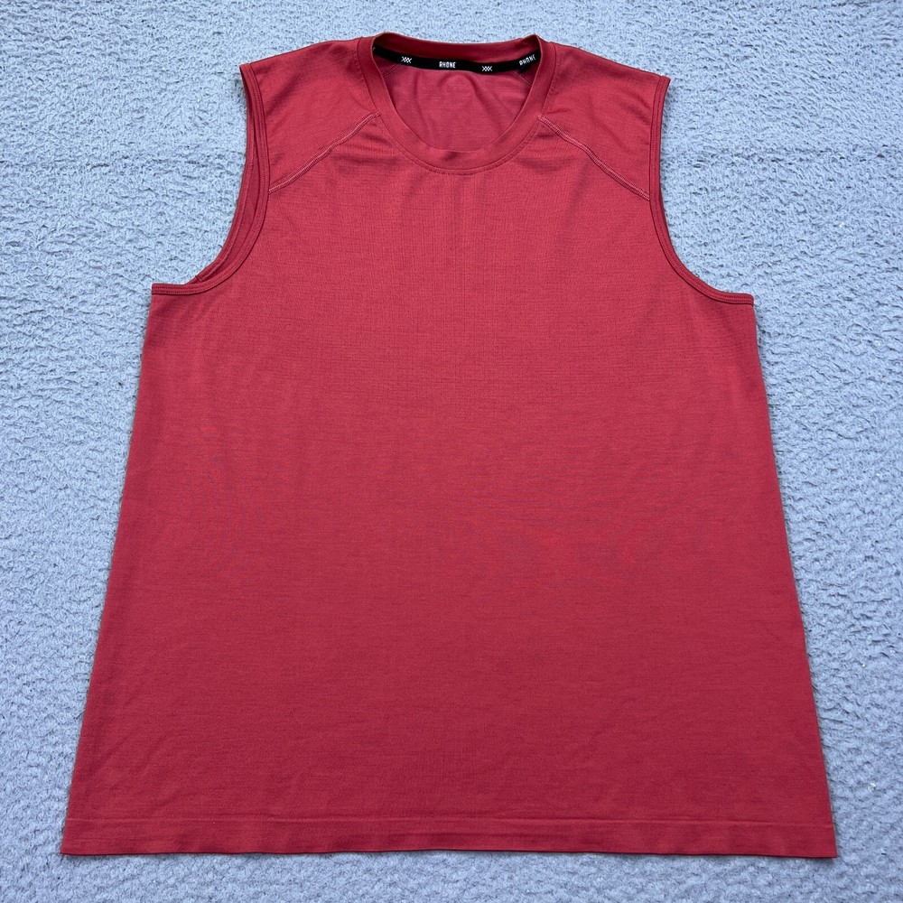 Rhone Seamless Reign Tech Sleeveless Tank Top for Men in Chili Pepper Red Size Large