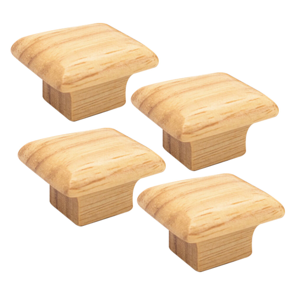 4PCS Square Cupboard Knobs Convenient Wooden Pulls Knobs Golden Cabinet Pulls