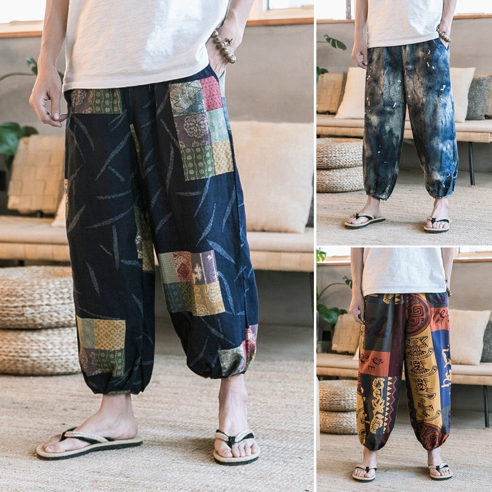 Mens Bottoms Trousers Pants Boho Summer Beach Yoga Beach Harem Casual Party 2019
