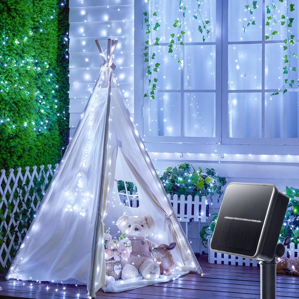 Solar String Lights for Outside, 33Ft, 100 Leds, Pure White