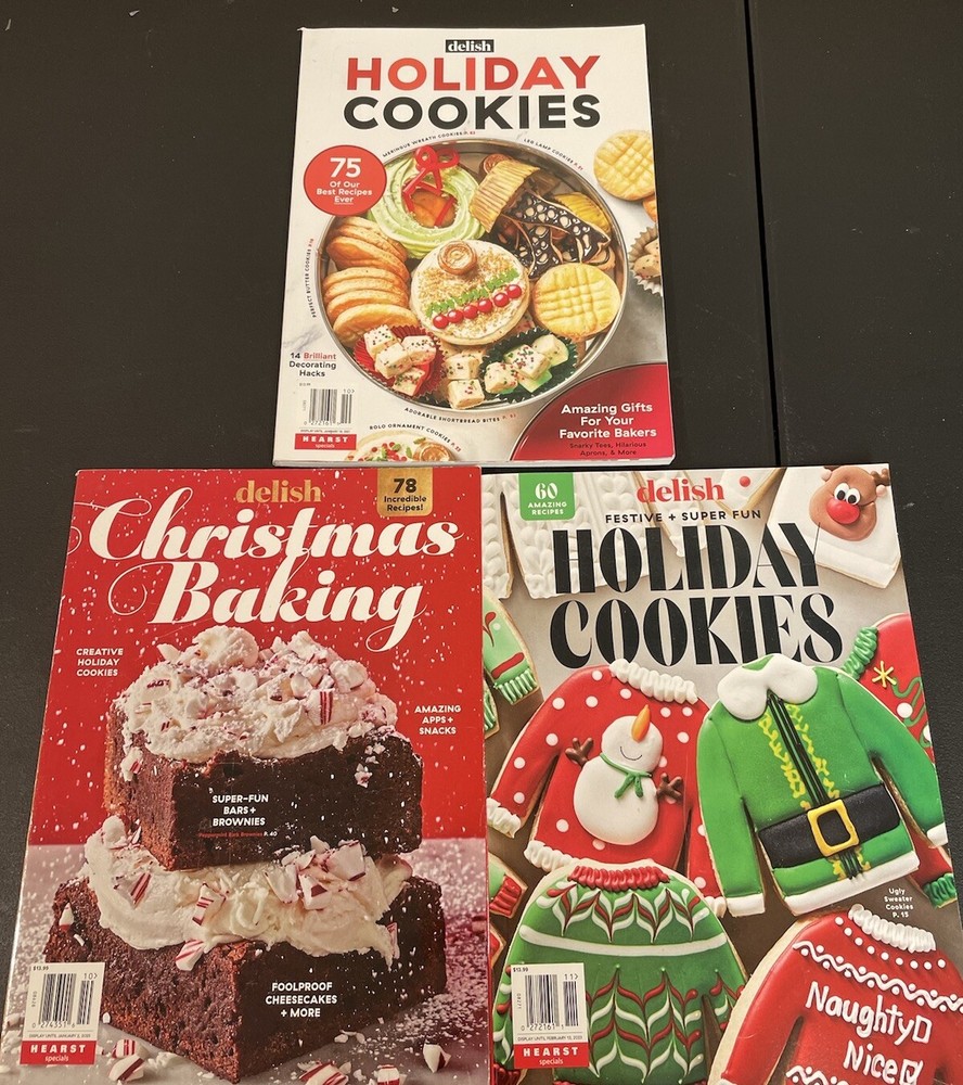 Lot Of 3 DELISH Cooking Magazines Christmas Cookie recipes Holiday Baking