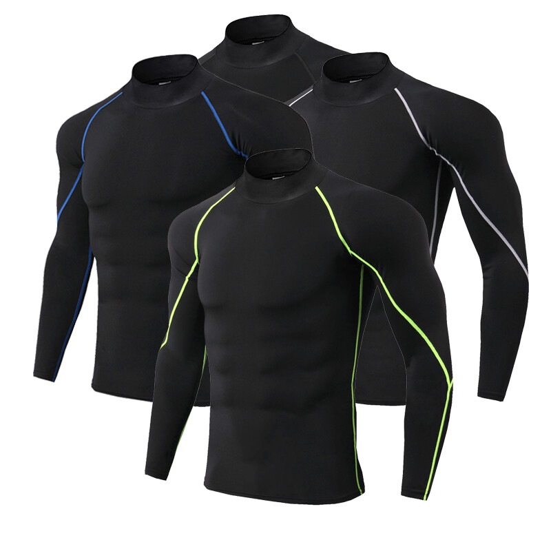 Men's Compression Long Sleeve Workout T-shirt Muscle Sports Quick Dry Top Shirts