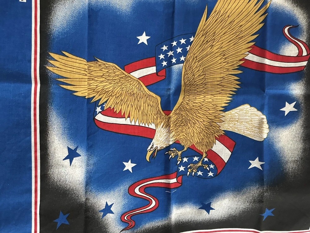 Vintage NWOT USA Eagle Stars Stripes Polyester Blend July 4th Bandana RN 16463