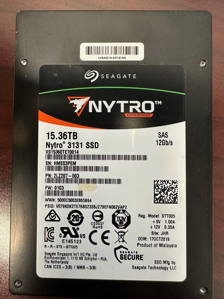 Seagate Nytro 3332 15.36TB SAS-3 2.5in Enterprise SSD XS15360SE70084