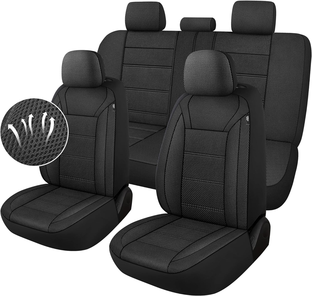 3D Air Mesh Car Seat Covers Full Set, Breathable Split Bench Compatible Seat Cov