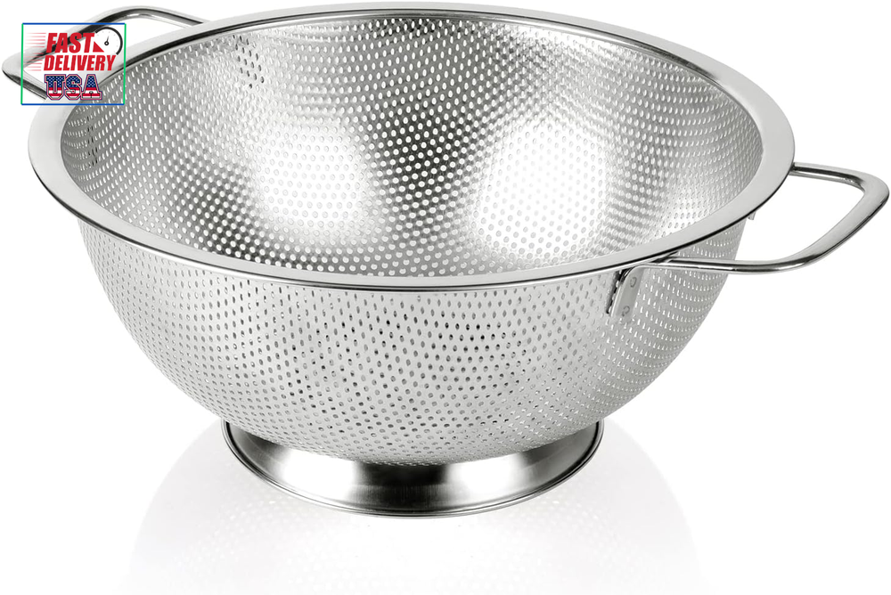 Colander Stainless Steel 3-Quart, Strainer for Kitchen Food, Dishwasher Safe