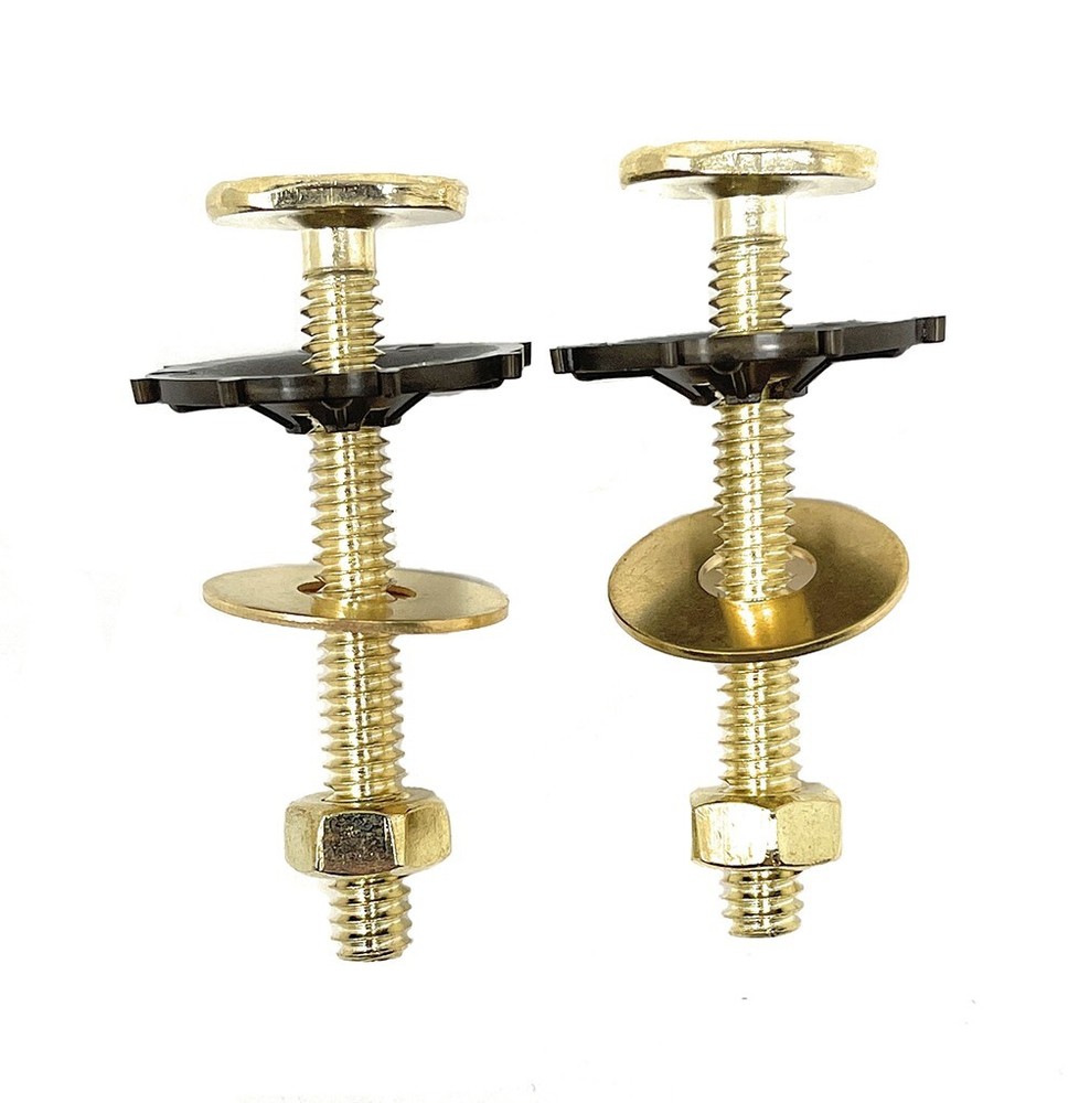 Brass Closet Bolt Set with Nuts, Washers, and Caps, Toilet Bolt Set