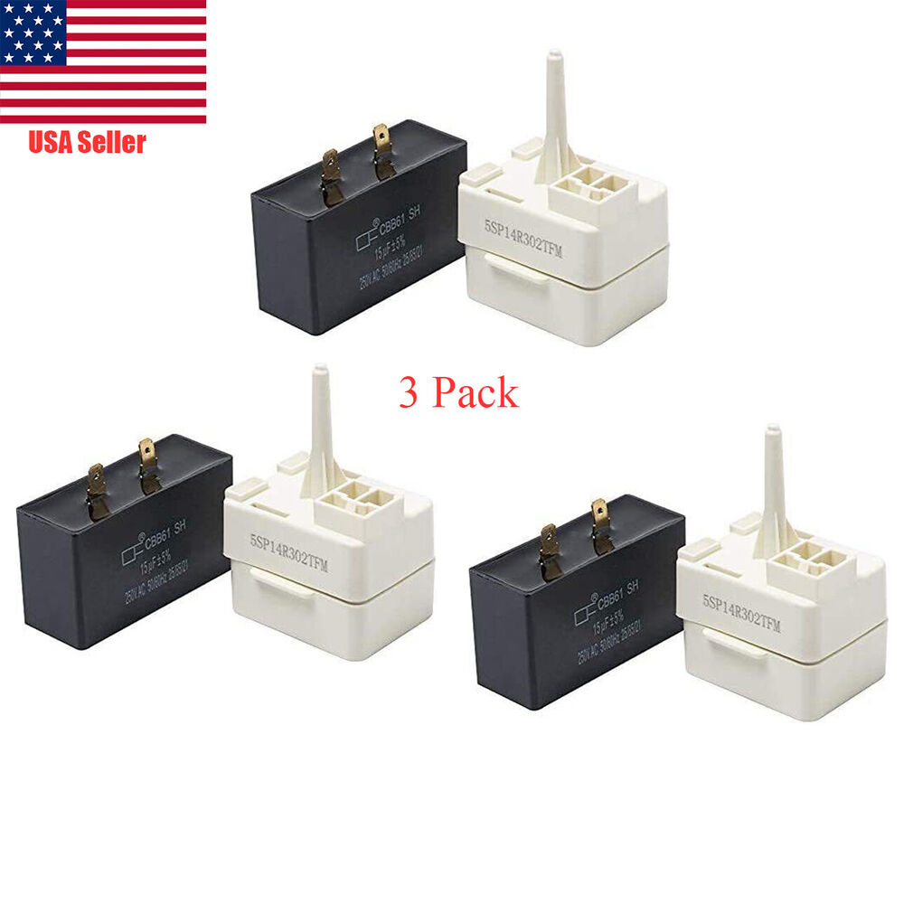 W10613606 Whirlpool Refrigerator Relay & Overload Start Capacitor New 3 Pack