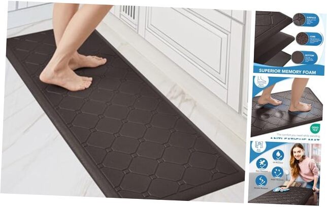 Non-Slip Chocolate Diamond Kitchen Mat 17x47 Inches for Floors