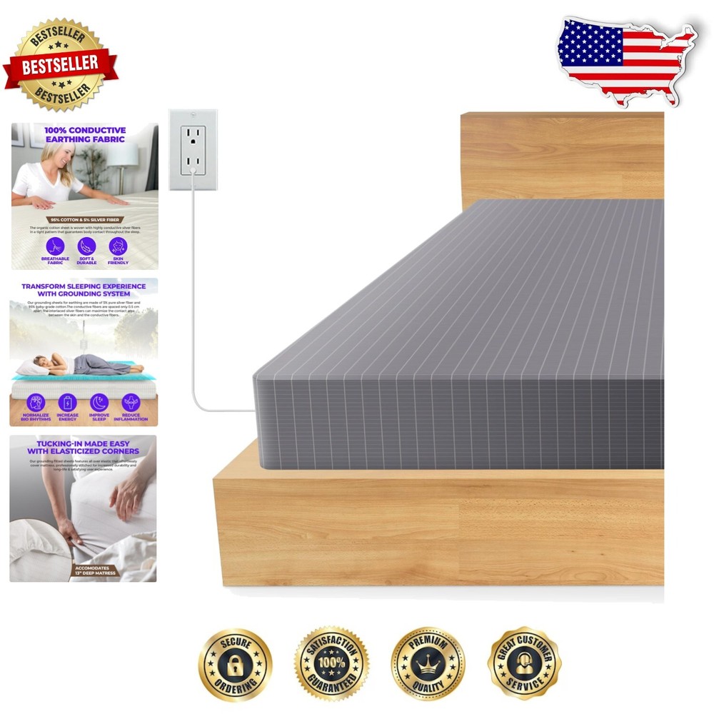 Earthing Grounded Bed Sheet - Full 54”x80” with Silver Fiber for Enhanced Sleep