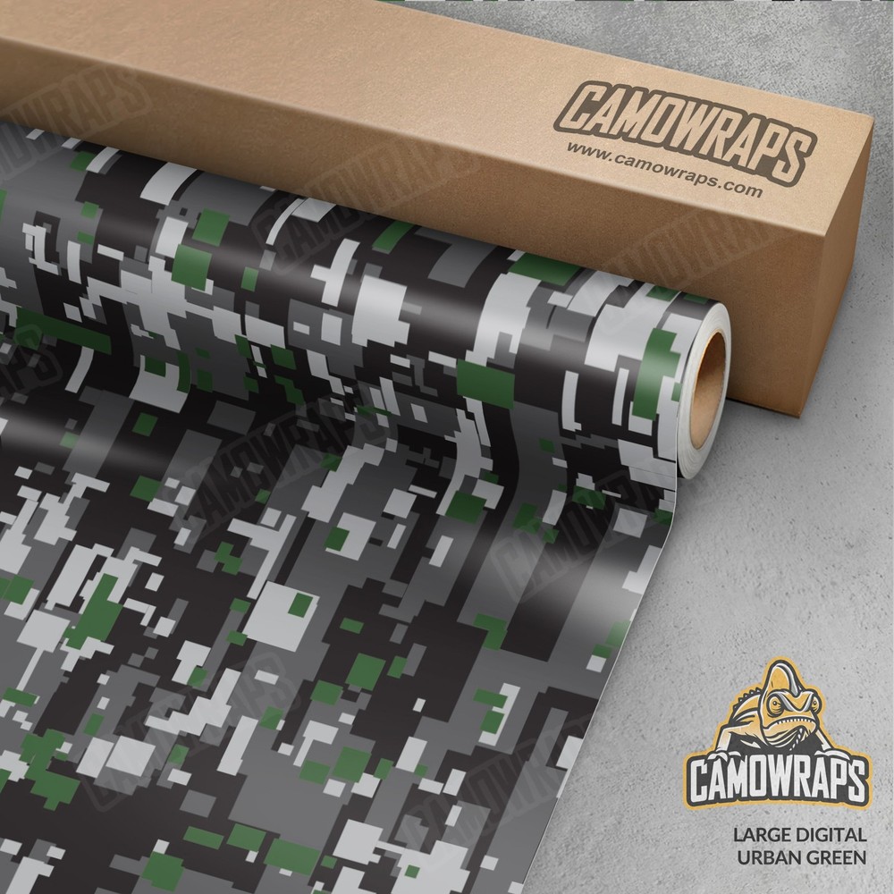 Large Digital Urban Green Camo Vinyl Wrap | Durable Cast Decal Film