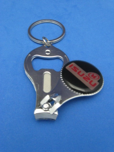 ISUZU Logo Key Ring Nail Clipper Bottle Opener #119 Compact Multi-Tool