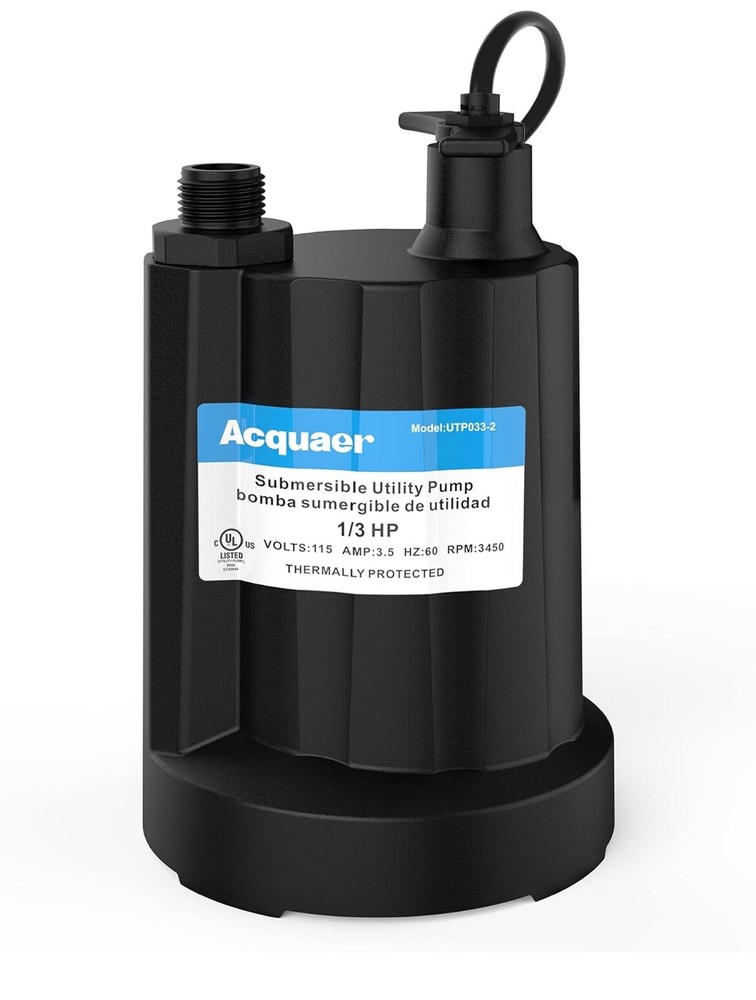 Acquaer 1/3 HP Submersible Water Pump 2160GPH Sump Pump