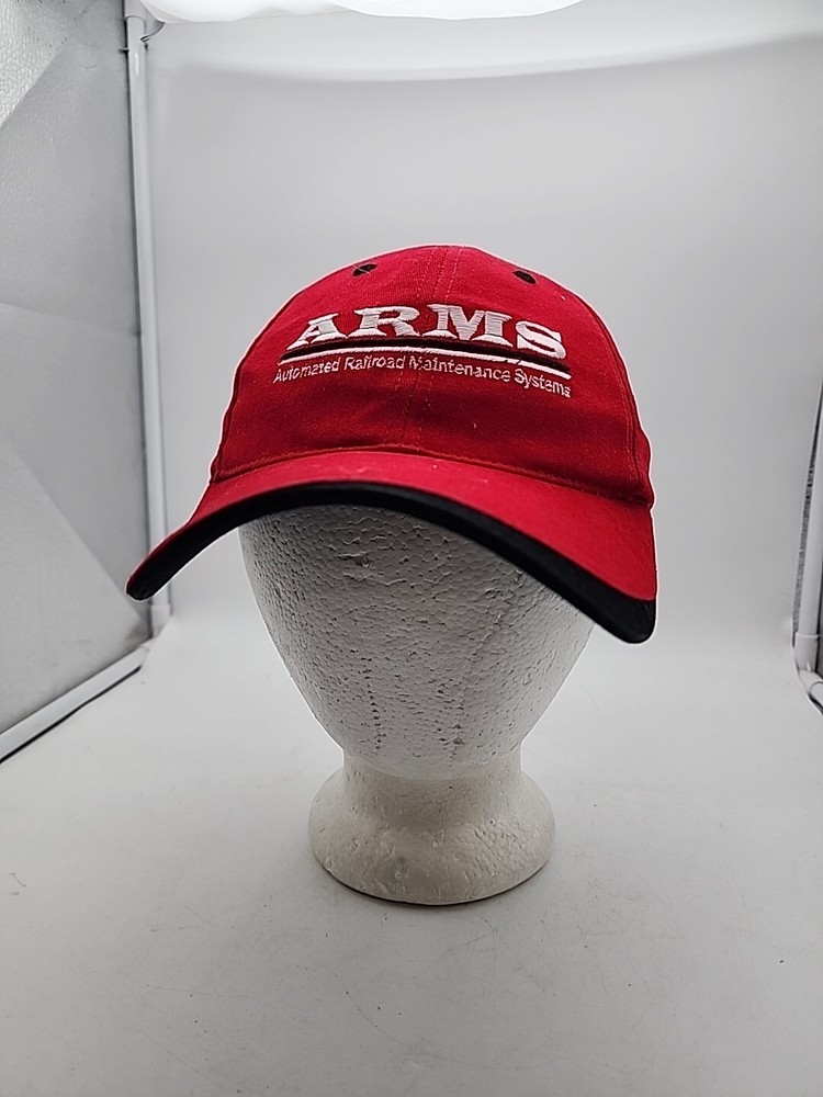 ARMS Automated Railroad Maintenance Systems Adjustable Red Strapback Baseball Cap  -image