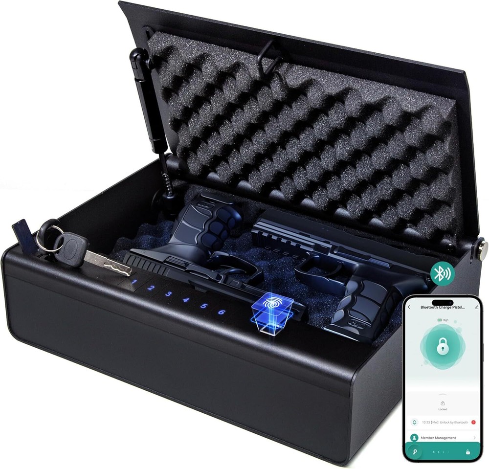Biometric Fingerprint Gun Safe Pistol Safe 4 Ways Passcode Key App Unlock-image