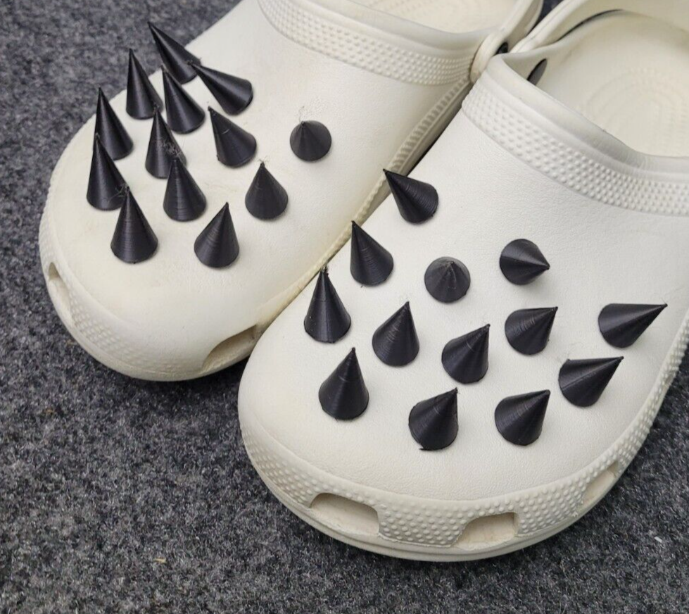 Spikes For Crocs Black Lot of 26 3D Printed Sharp Pointed Accessories Charm