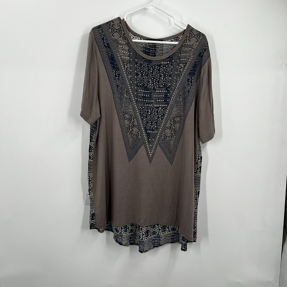 California Brown Boho Blouse Sheer Festival Top Plus Size 3XL-image
