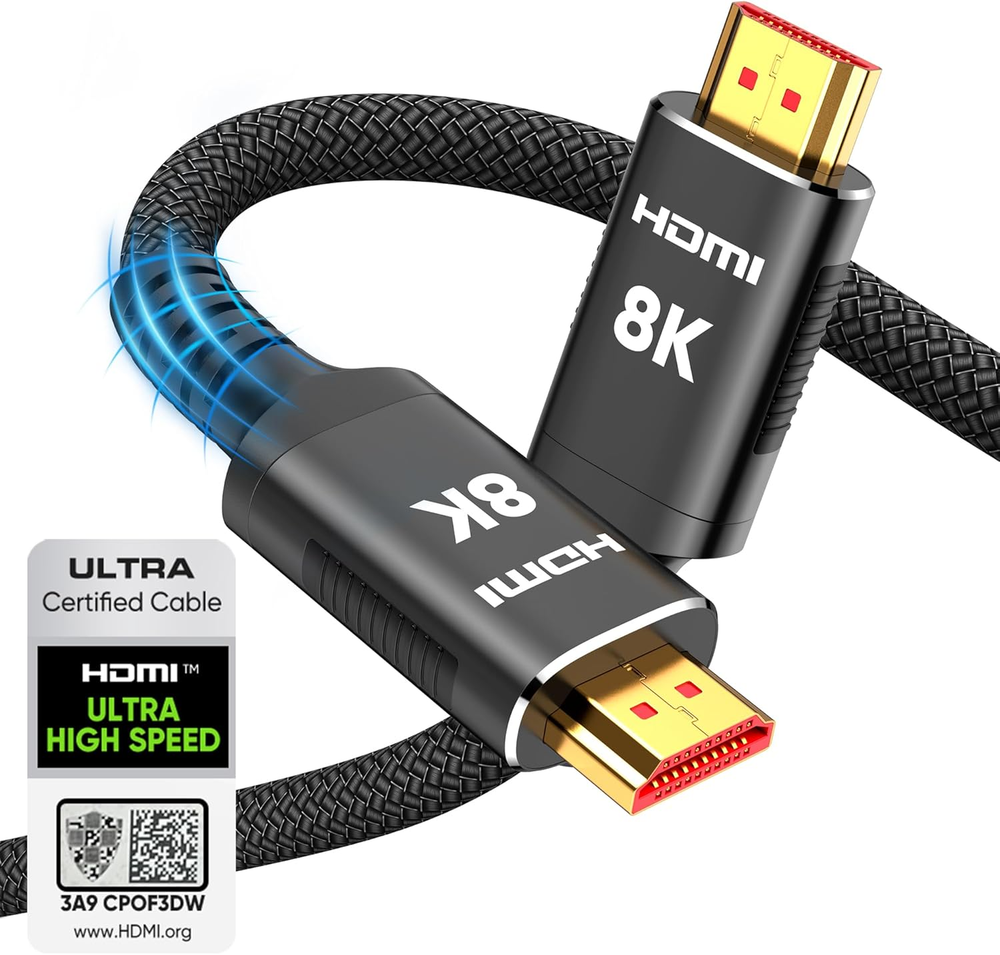 8K Certified HDMI 2.1 Cable 10 Ft, 48Gbps Ultra High-Speed HDMI Cables Cord, 10K