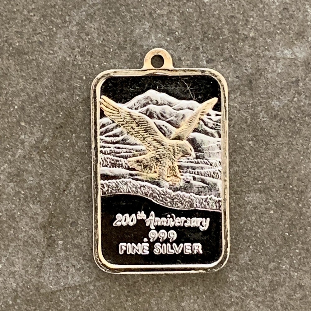 The 200th Anniversary .999 Fine Silver Bar / Pendant Golden Eagle Serial #36257